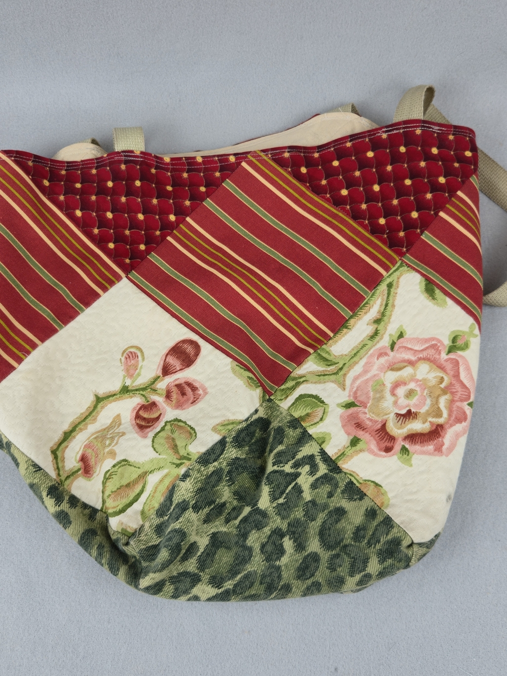 Handmade Patchwork Tote Bag Floral Tapestry Leopard Canvas Upcycled